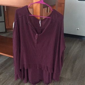 Free people Maroon Thermal Henley